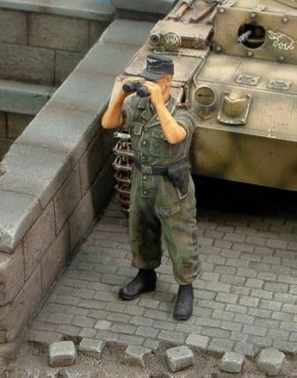 German Waffen SS tanker looking trough binocular