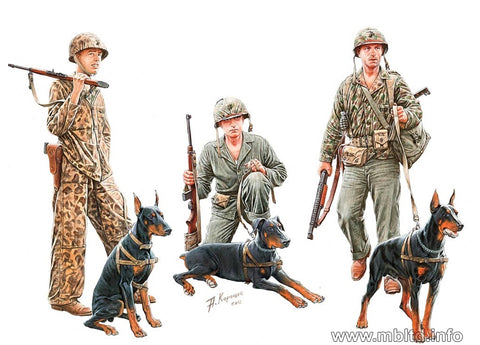 US Marine Corps mit Hunden Pazifik 1944