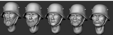 German Heads with Helmets WW I