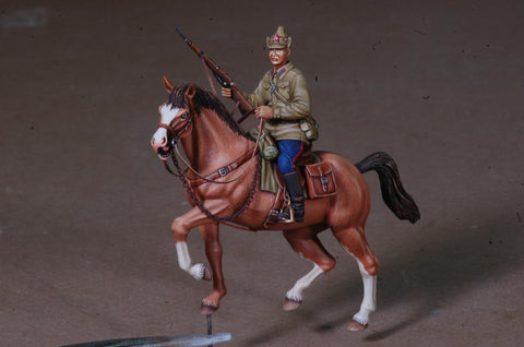 Russischer Kavallerist mit Pferd WWII