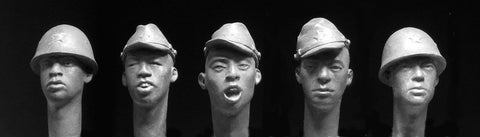 5 Japanese Heads Army & Navy WWII