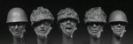 5 British heads with airborne helmets WWII until 1980s