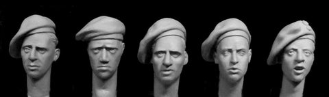 5 heads british berets with option for Polish paratroops