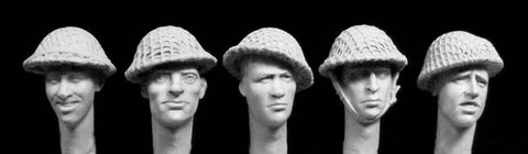 5 British Heads with coarsse net covers WWII