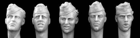 5 heads wearing german army sidecaps WW2