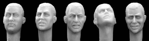 5 different bare heads European features WW2