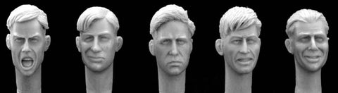 5 bare heads with german haircut WW2