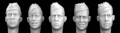 5 heads wearing Soviet pilotka sidecaps WW2