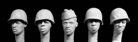 5 Köpfe Schwarze US Soldaten mit M1 Helm WWII