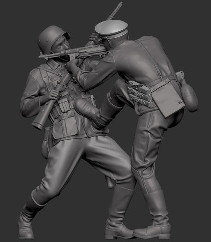 Russian sergeant in hand-to-hand combat with Wehrmacht soldier WWII