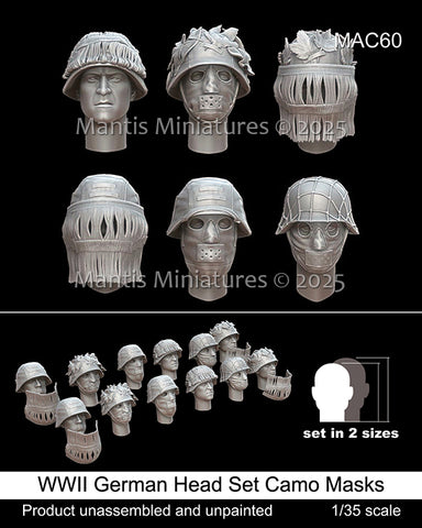 Köpfe Set 12-Deutsche Köpfe mit Tarnmasken WWII
