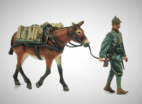 Italian Infantryman with Mule WW I