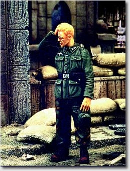 Soldier scratching head