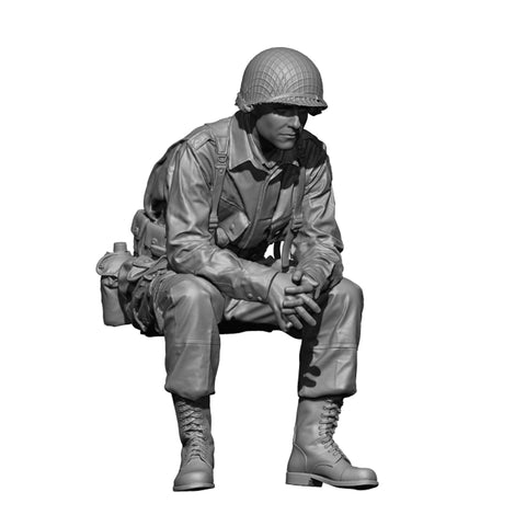 US Paratrooper  seated Normandy 1944