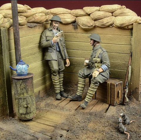 "In a Trench" British infantry at rest WWI