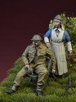 Belgische Krankenschwester & verwundeter BEF Soldat Belgien 1940