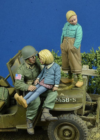 US Fallschirmjäger mit holländischen Kindern 1944-45