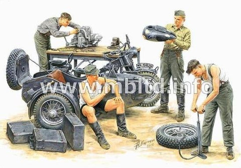 German Motorcycle repair crew