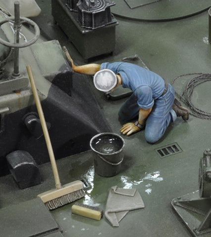 U S sailor washing up