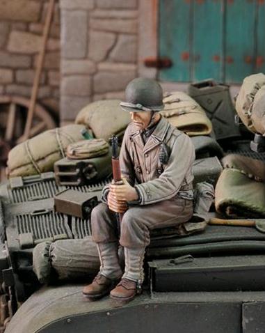 US Infanterist bei der Pause mit Waffe WWII No.2