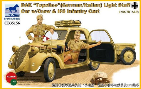 DAK Topolino Light Staff Car mit Crew & Anhänger