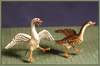 2 scared geese