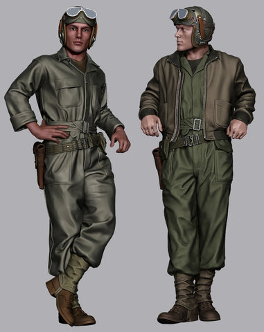 US Panzersoldaten mit Overall Set WWII