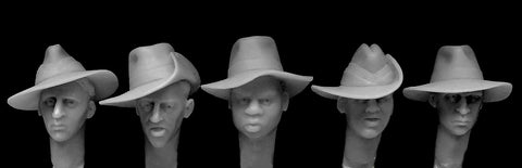 5 heads in slouch hats used by Australians & 14th Army in WWII
