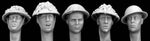 5 heads in British helmets with netting WW2