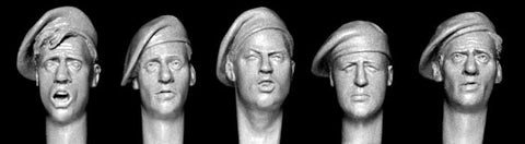 5 heads with typical WWII british berets