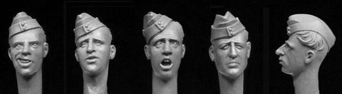 5 heads waering British sidecaps WWII