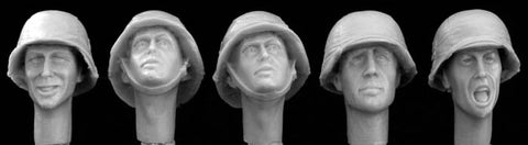 5 heads wearind German helmet with SS camm.cover WW2