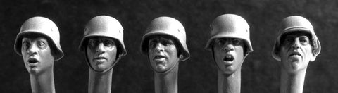 5 german heads with helmets WW2