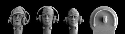 3 german heads for Waffen SS Tankers with headsets WW2