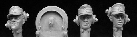 3 german heads for Wehrmacht Tankers with headsets WW2