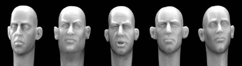 5 Köpfe mit neutralem Gesichtsausdruck