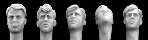5 different heads with 40s style haircuts WW2