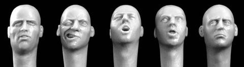 5 verschiedene Glatzköpfe mit europäischen Gesichtern WW2