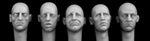 5 verschiedene Köpfe mit gefrusteten Gesichtern