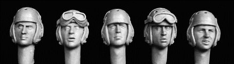 5 U S Köpfe mit Panzerhaube WW 2