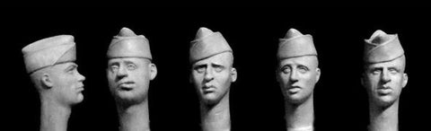 5 heads, wearing US 'Overseas' caps WWII