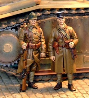 Französischer Infanterieoffizier mit Soldat 1940