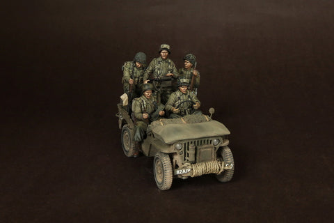 US Airborne Jeepbesatzung mit Offizier Normandie 1944