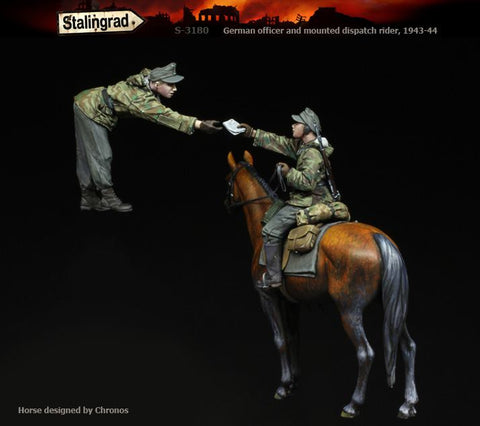 German Officer with mounted dispatch rider 1943-44